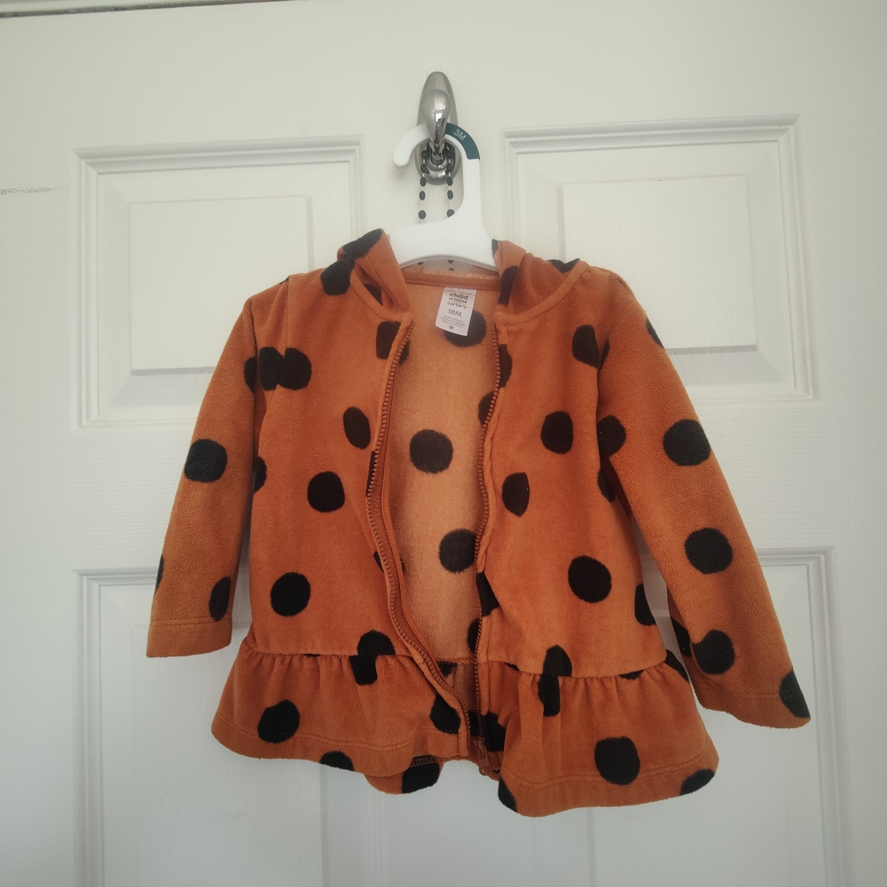 Carter's Child of Mine Orange and Black Polka Dot Jacket with Peplum Style